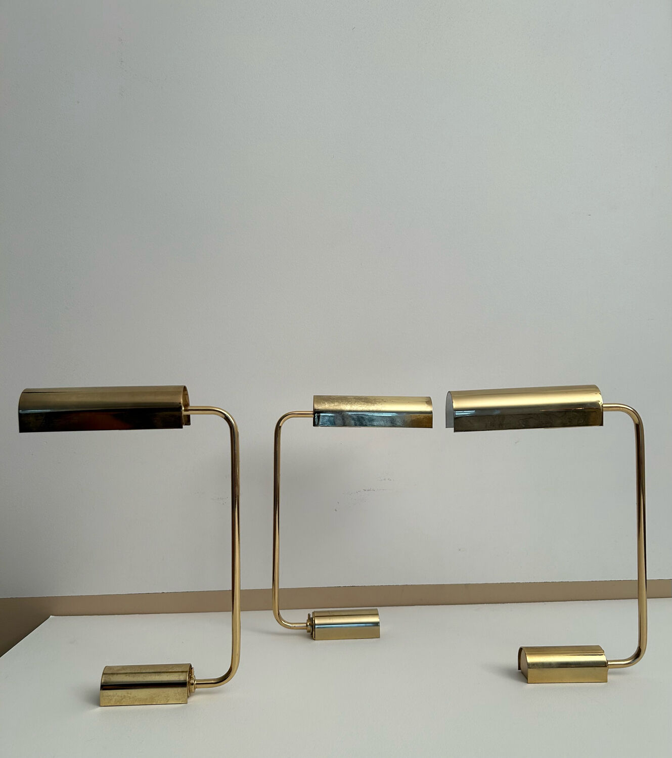 Set de 3 appliques vintage orientable, laiton, France 1970