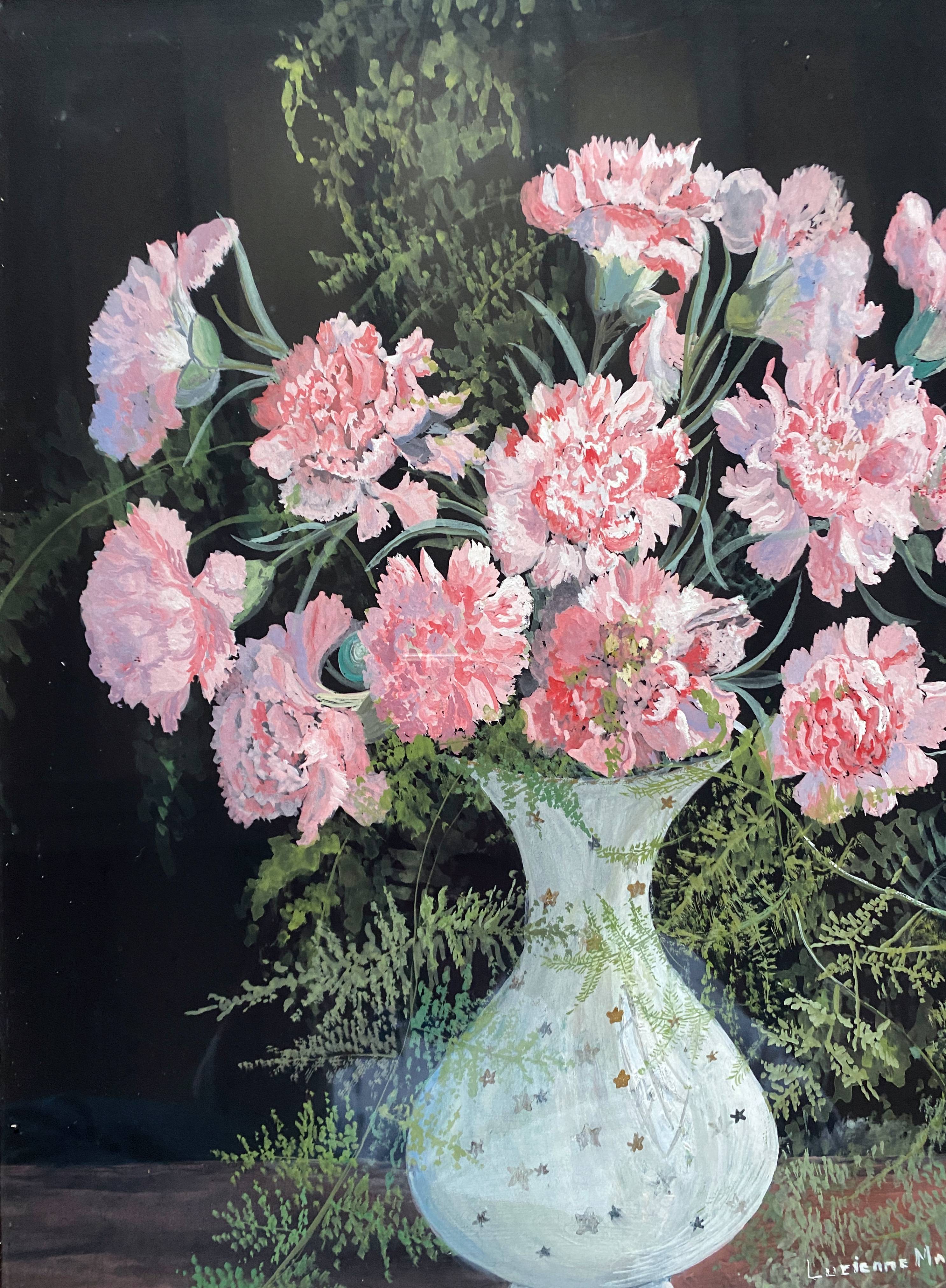Painting "bouquet of carnations" by Lucienne MAILLOT Pannelle (1909-1989)