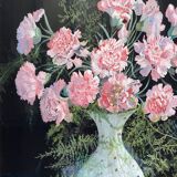 Painting "bouquet of carnations" by Lucienne MAILLOT Pannelle (1909-1989)
