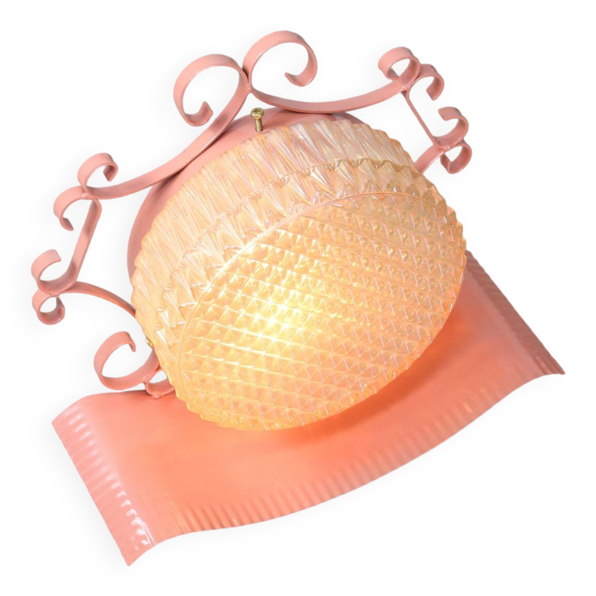 Mid-Century Intricate Italian Pink Wall Lamp, 1960s