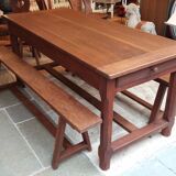 Farmhouse table and its 2 benches