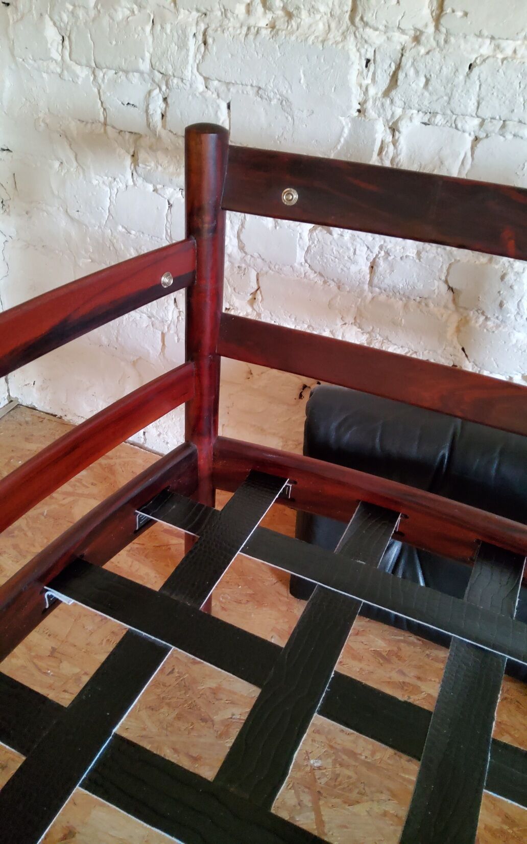 Armchair with vintage ottoman in black leather by Sven Ellekaer for Coja, 1970