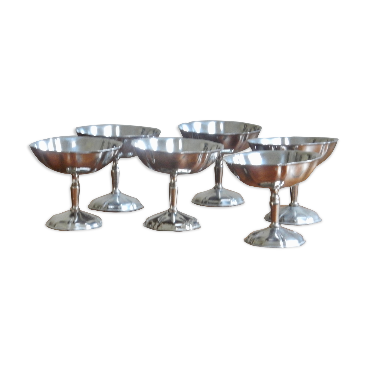 6 silver stainless steel ice cups