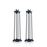 Pair of Gothic Iron Chain Link Free Standing Floor Candlesticks