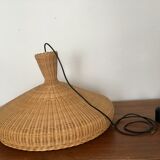 exceptional large Mid Century Modern wicker pendant lamp