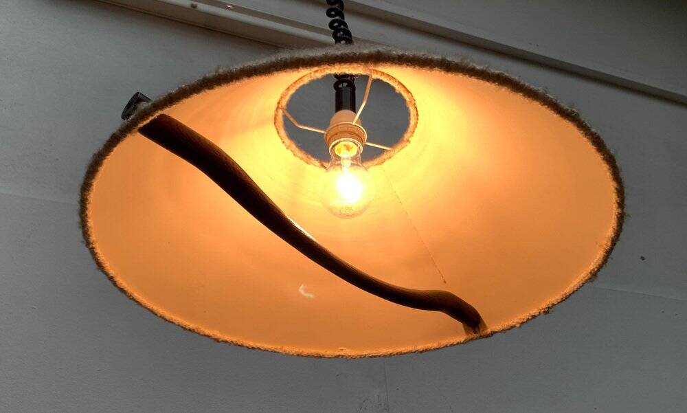 Wood and wool suspension from the mid-century, 1960s.