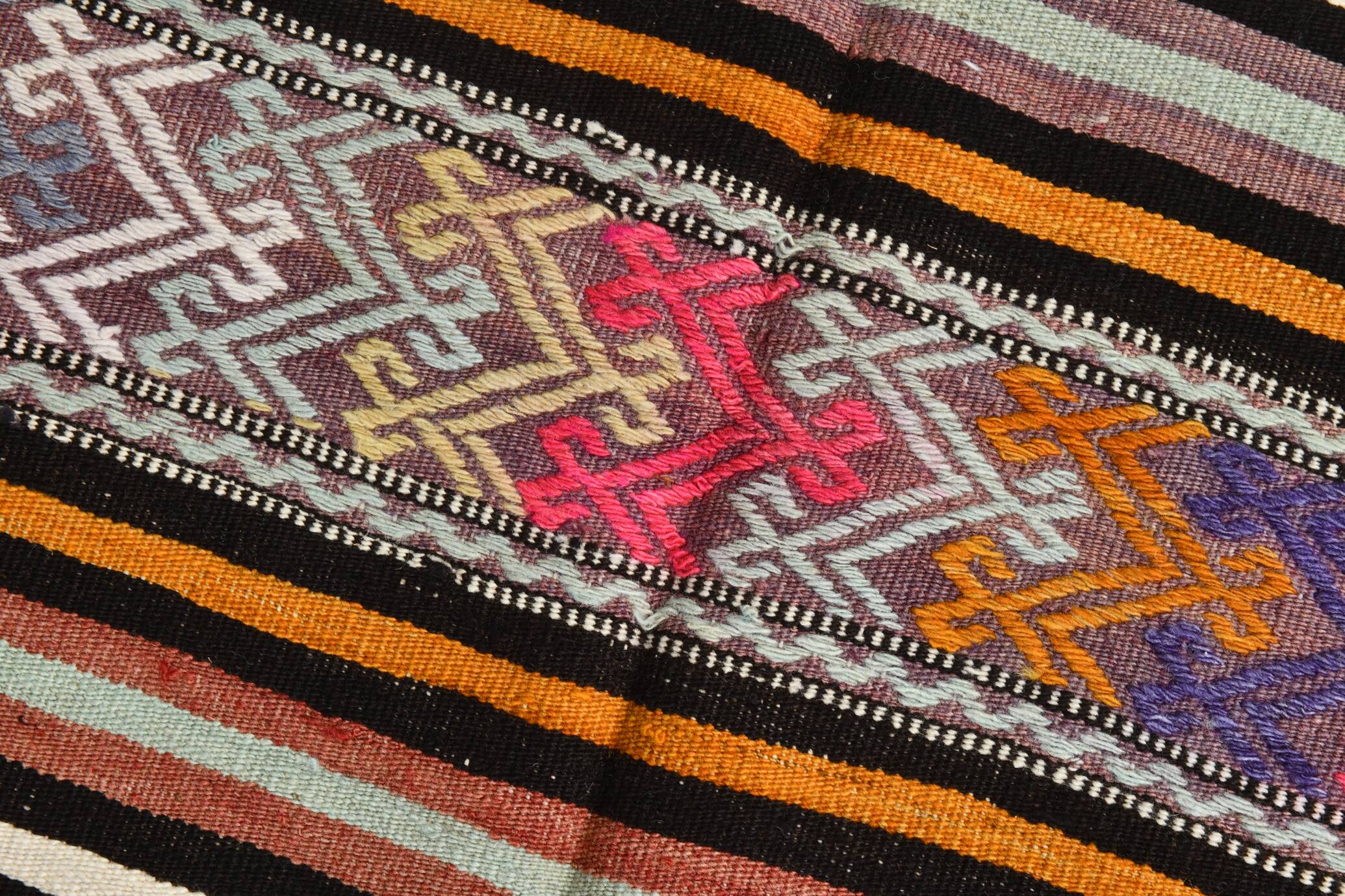5x8 Multicolor Kilim Rug, Striped Rug, Antique Kilim 60s 160x232Cm