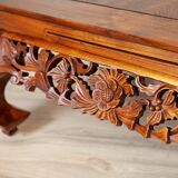 Vintage Richly Decorated Oak Coffee Table, 1950s