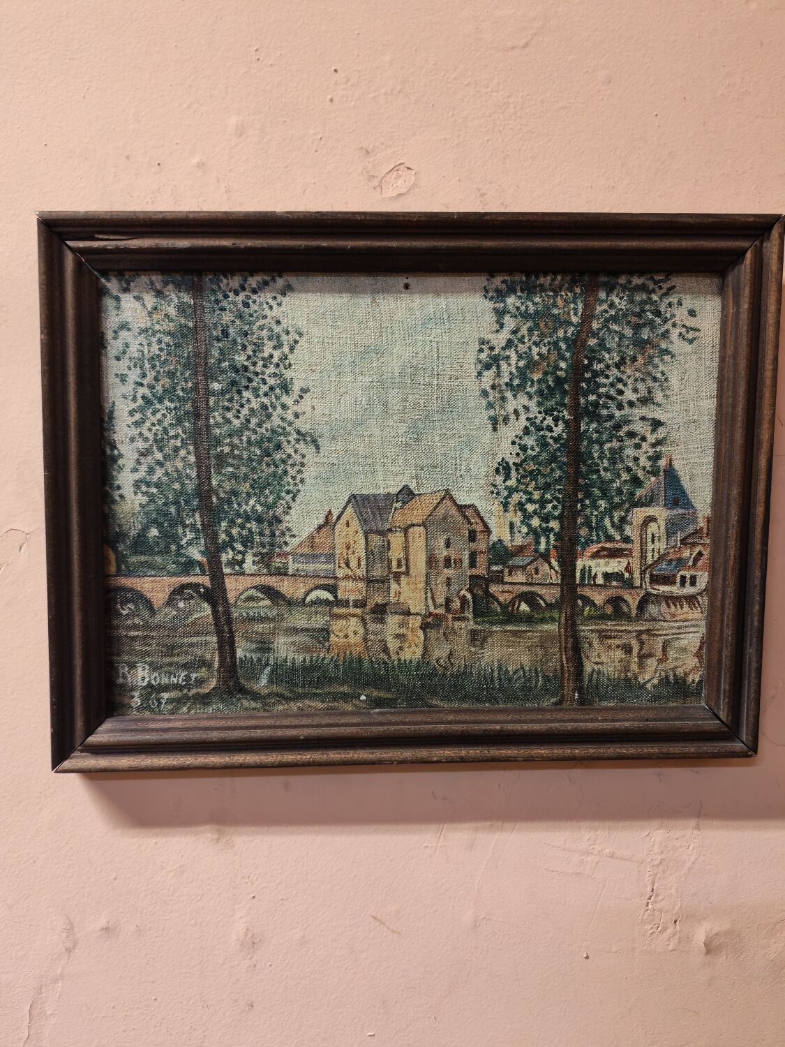 Vintage oil on canvas Moret sur Loing