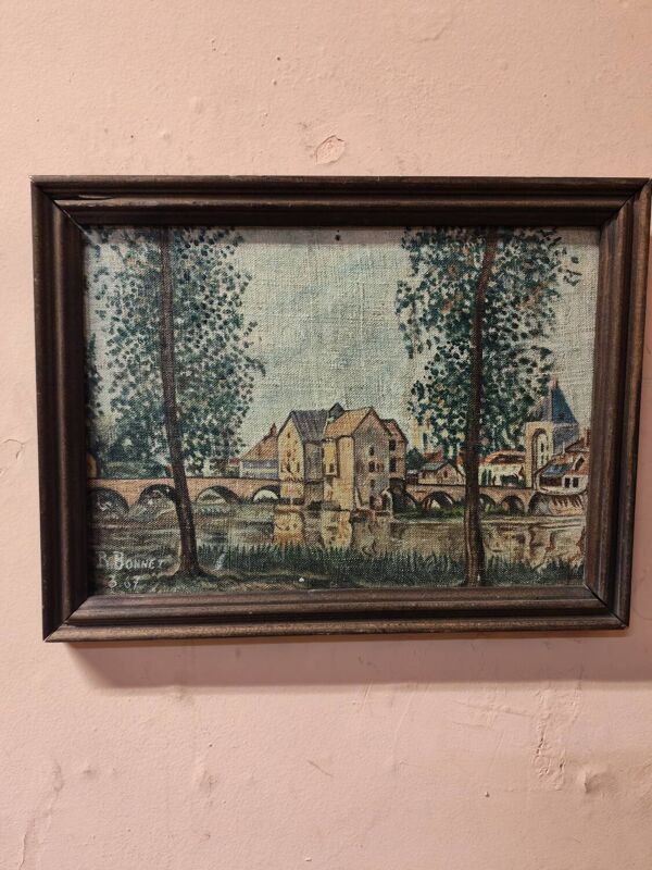 Huile sur toile  vintage Moret  sur Loing