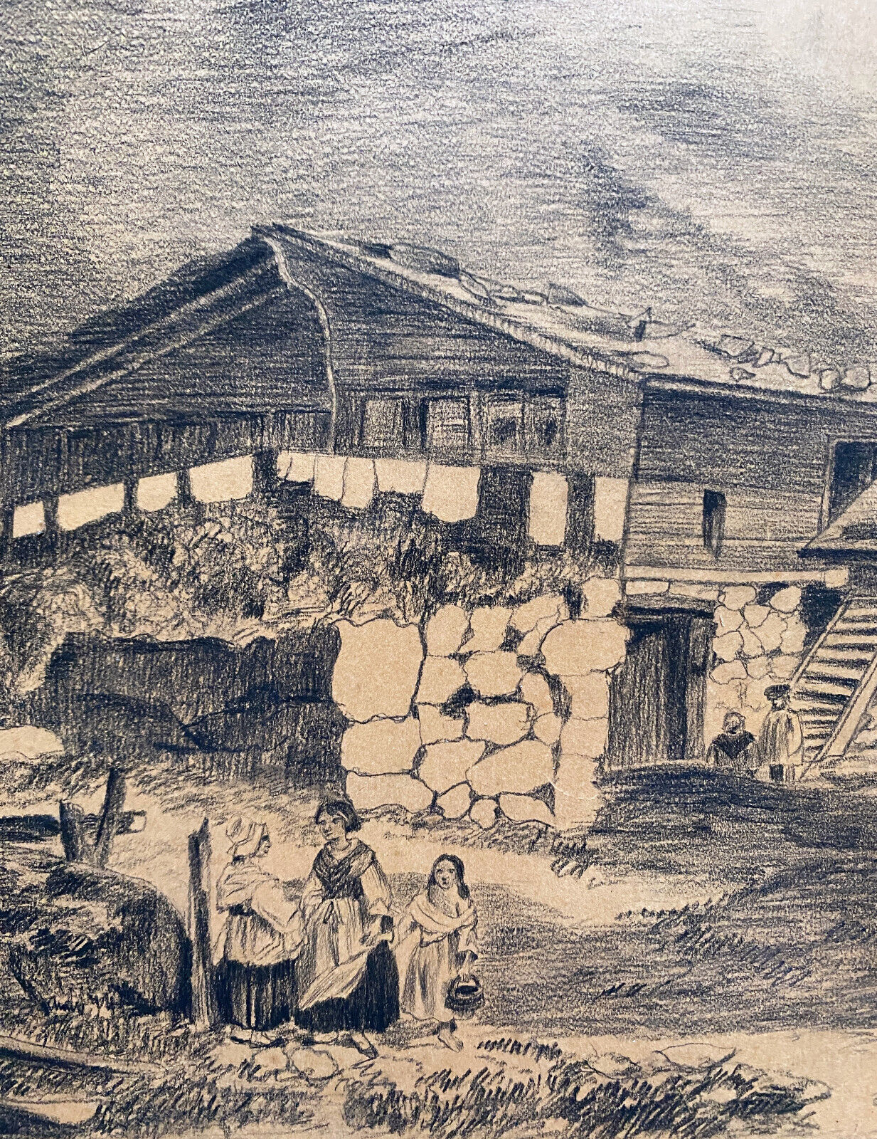 Pair of original drawings by Alice Gendreau dated 1908 "Alpine Landscapes"