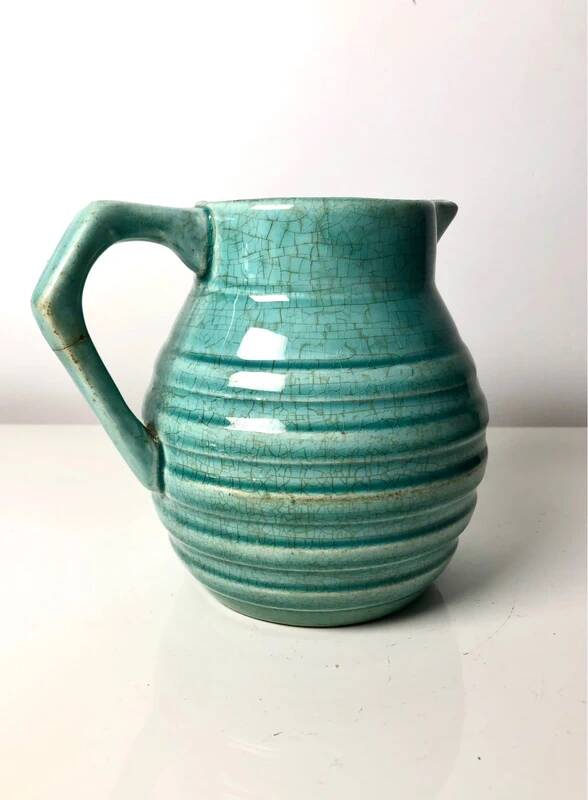 French majolica "Orchies" earthenware pitcher, 13 cm high – vintage decor