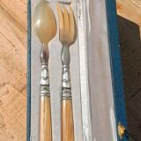 Antique horn salad servers