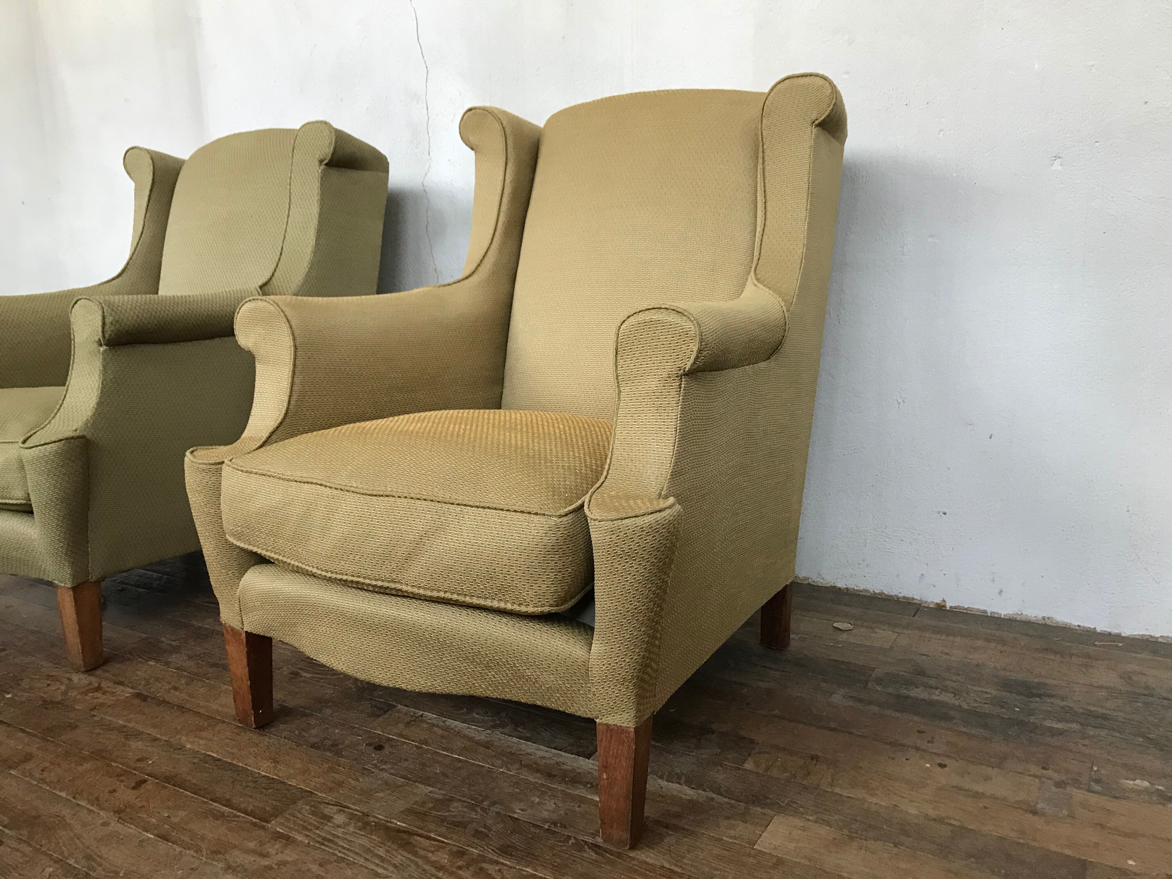Pair of vintage ear chairs 1950 1960 design italy