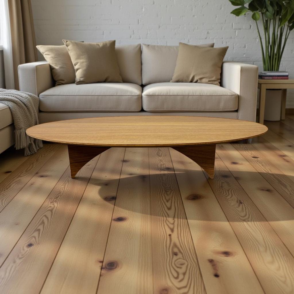 Retro oval wooden coffee table