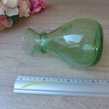 Small carafe in blown and bubble glass green color signed biot vintage