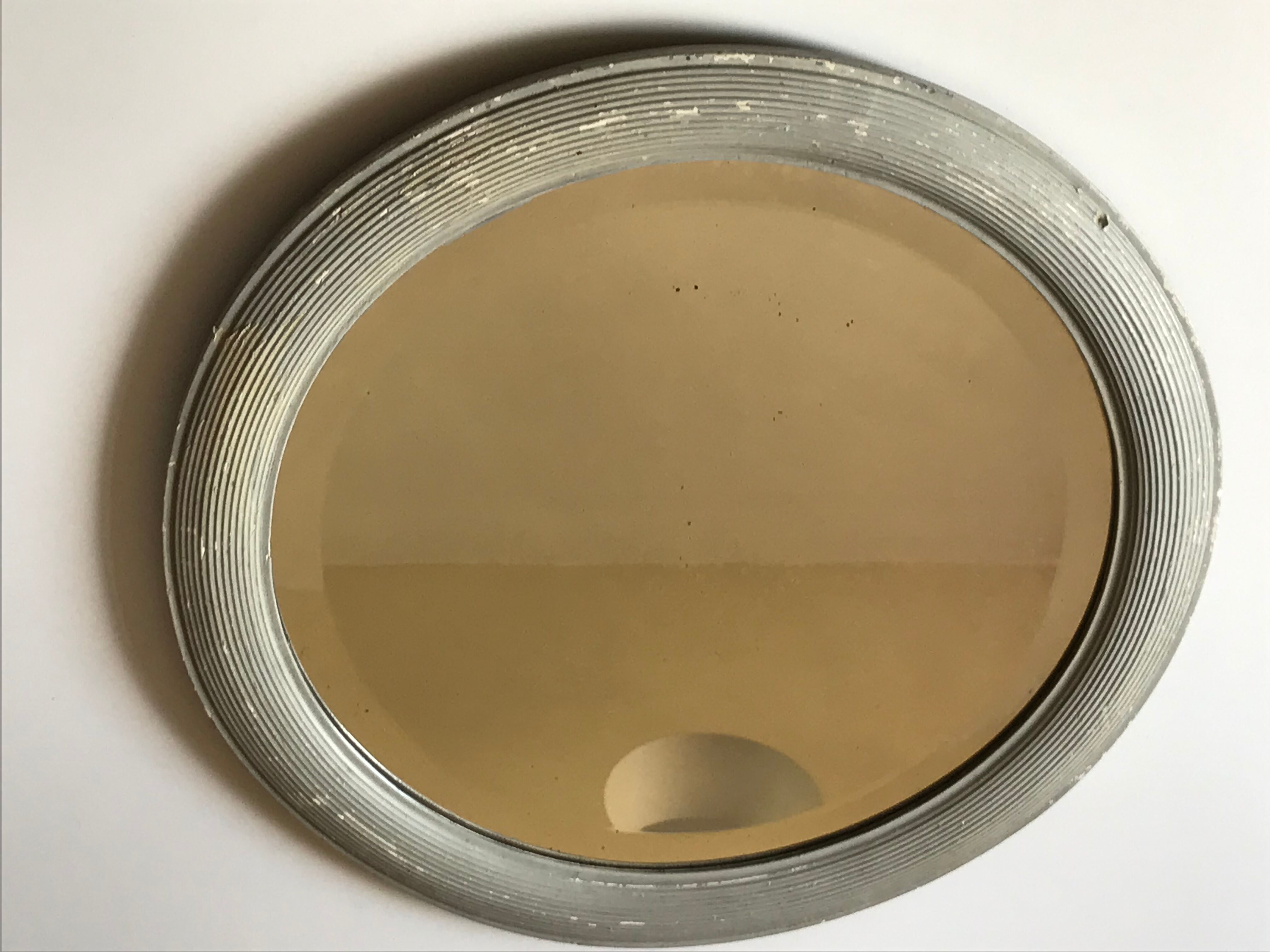 Vintage wood round mirror 1950