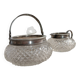 Creamer and jam maker in diamond-point crystal and silver rim, circa 1930