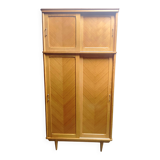 Vintage sliding wardrobe with 2 shelves, Scandinavian inspiration.