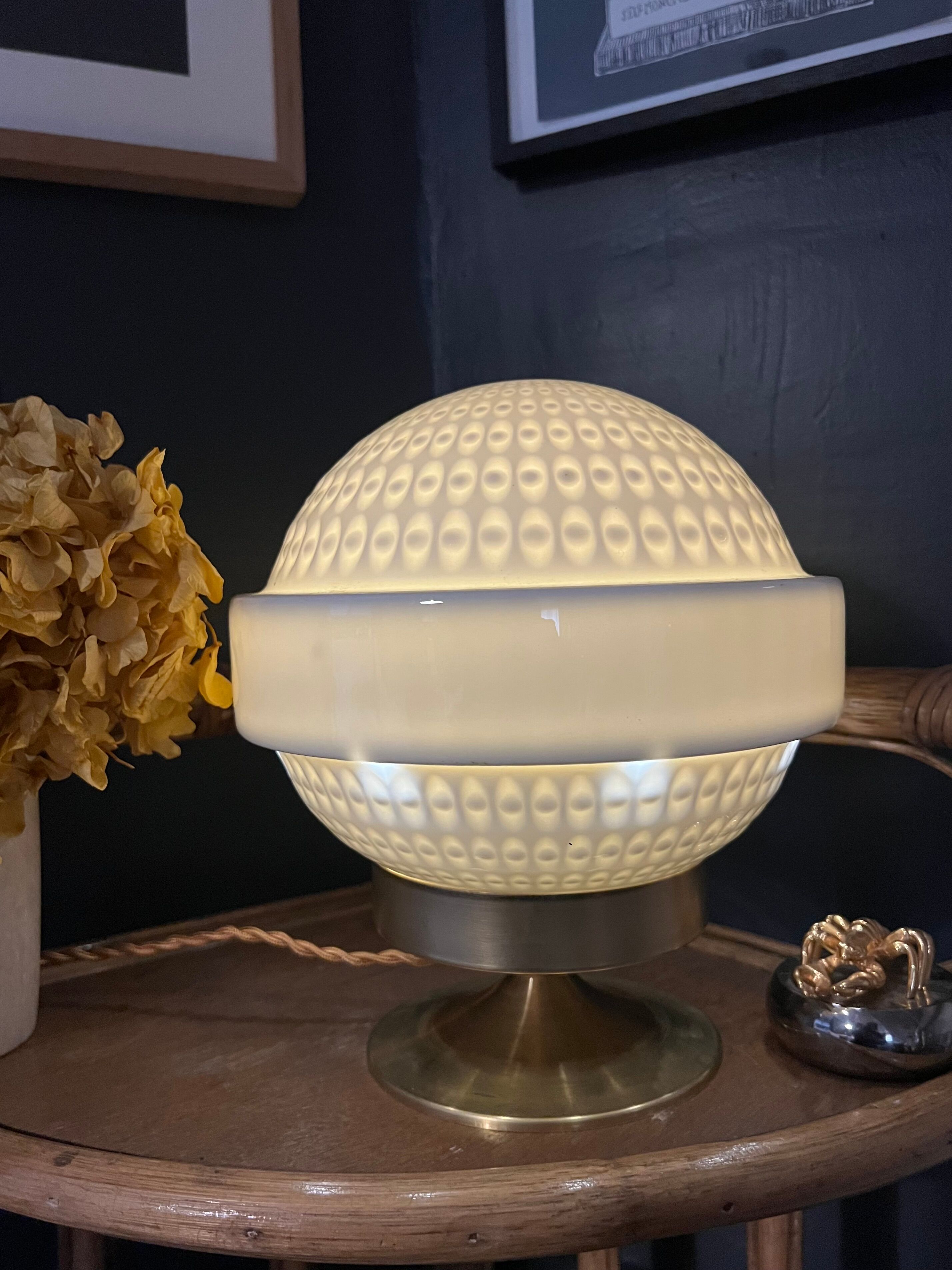 Vintage table lamp large porcelain globe Bernardaud Limoges J.J Prolongeau - Circa 1960
