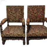Set of two Louis XVIII armchairs, solid wood