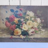 Oil on canvas, bouquet of flowers, signed Blondel.