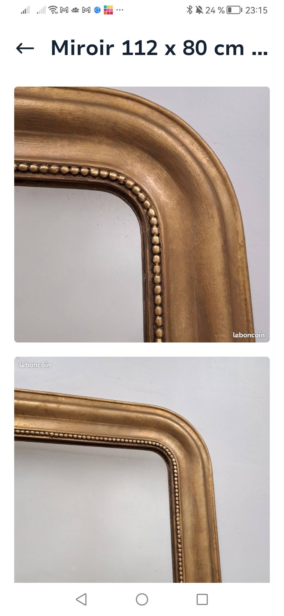 Large antique Louis Philippe gilded mirror