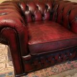 Chesterfield armchair burgundy leather
