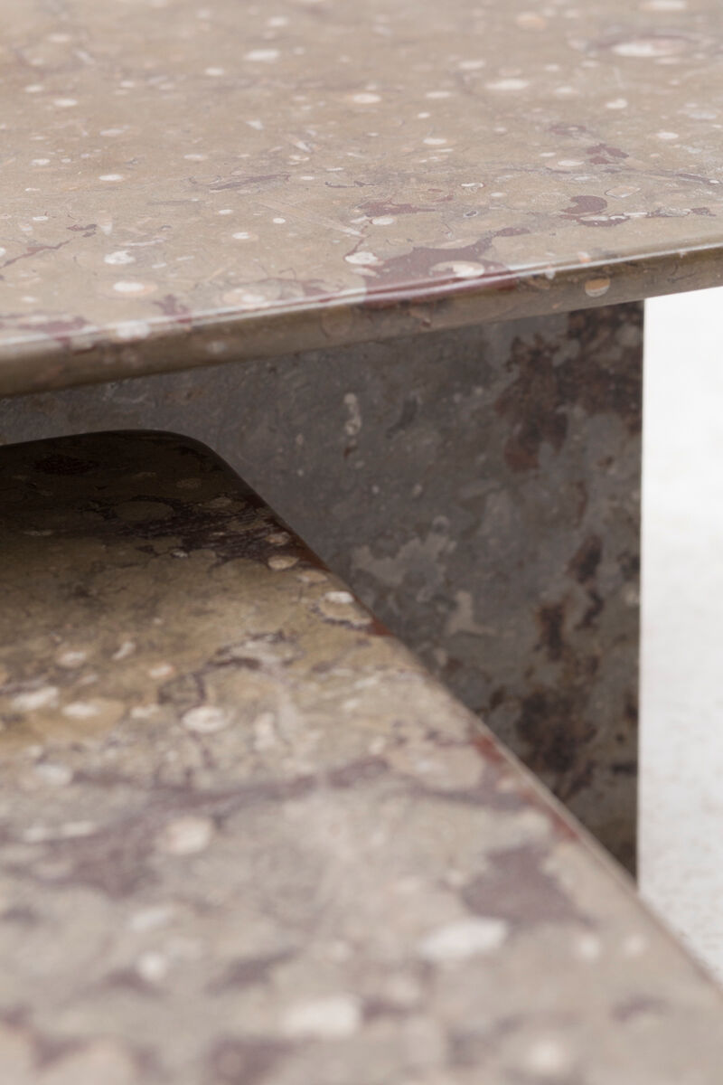 Ensemble de 3 tables basses carrées en marbre fossile, design des années 1970