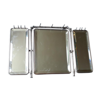 Miroir de barbier triptyque des années 50 47x30cm