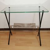 Glass and brass side table Angelo Ostuni for Frangi Milano 1950