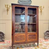 E. Bourdot Showcase In Louis XVI Marquetry Stamped XVIII Eme