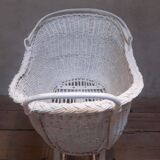 Wicker and painted wood baby cradle