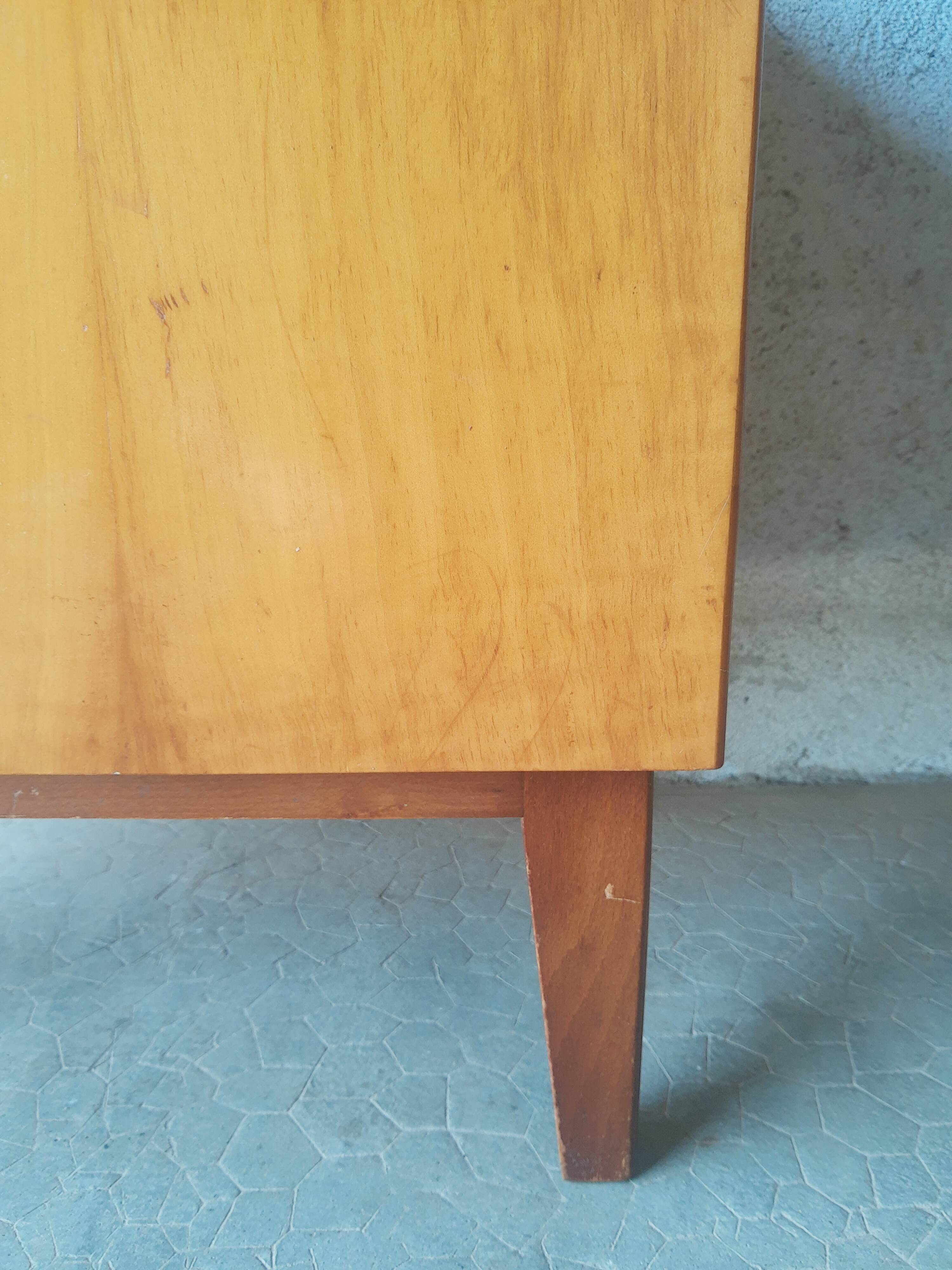 Vintage 70s light wood bedside table