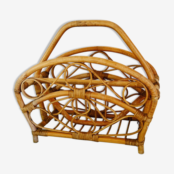 Vintage rattan magazine rack