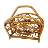 Vintage rattan magazine rack