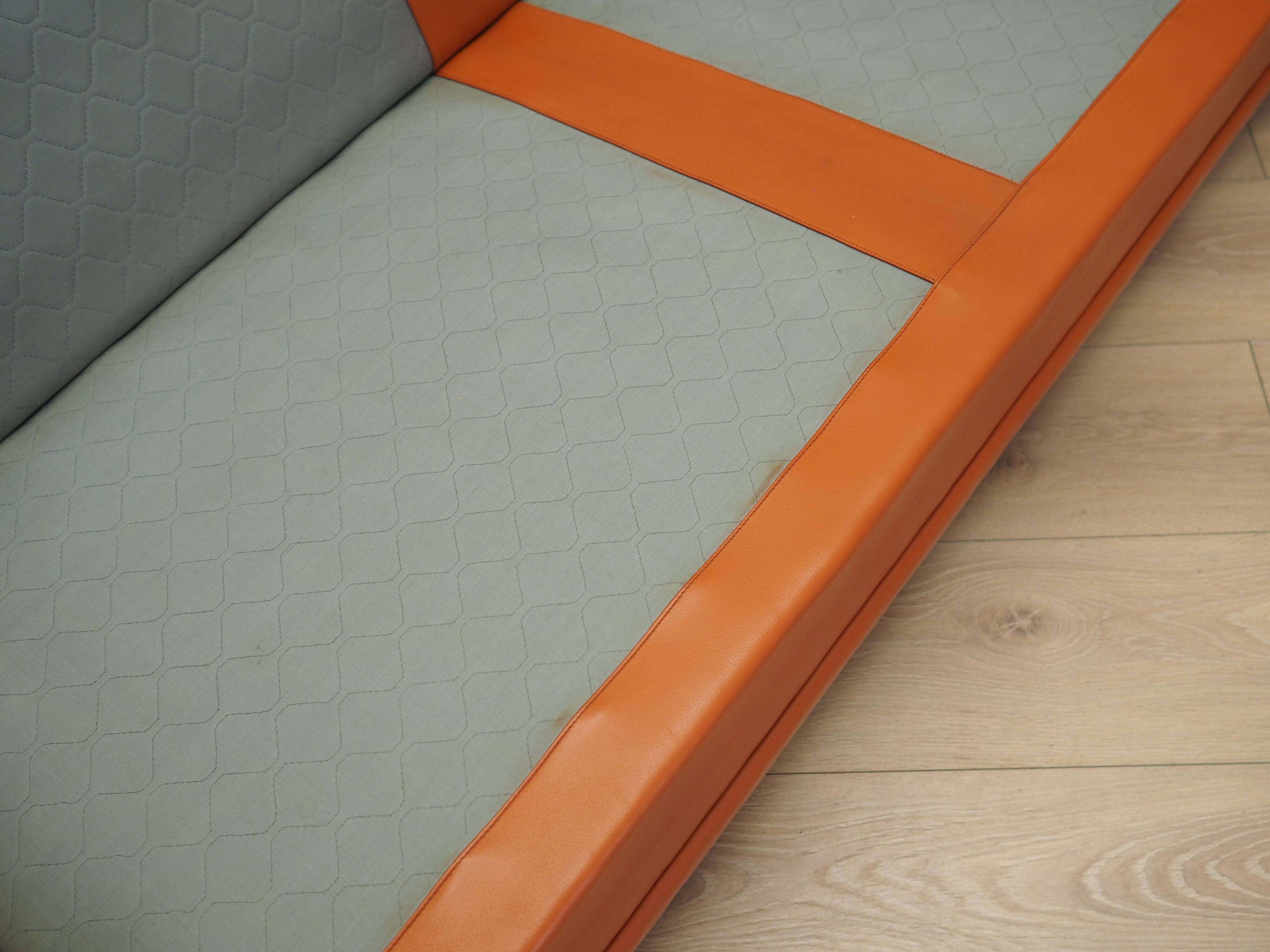 Orange leather sofa, Danish design, 1970s, production: Denmark