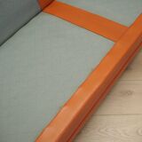 Orange leather sofa, Danish design, 1970s, production: Denmark