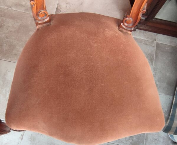 Paire Anciennes Chaises Rocaille Assises Velours /Bois Sculpté