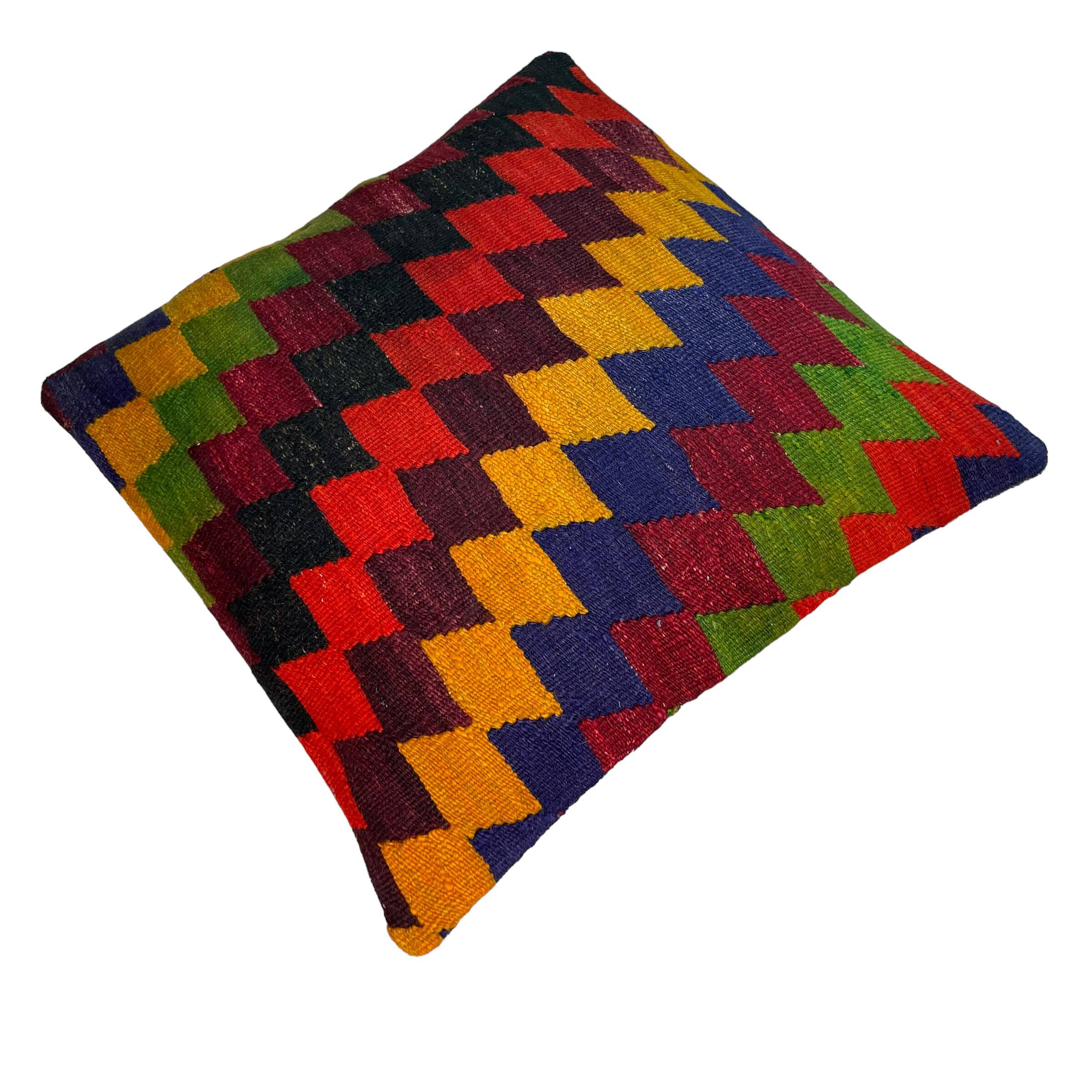 Vintage turkish kilim cushion cover , 55 x 55 cm