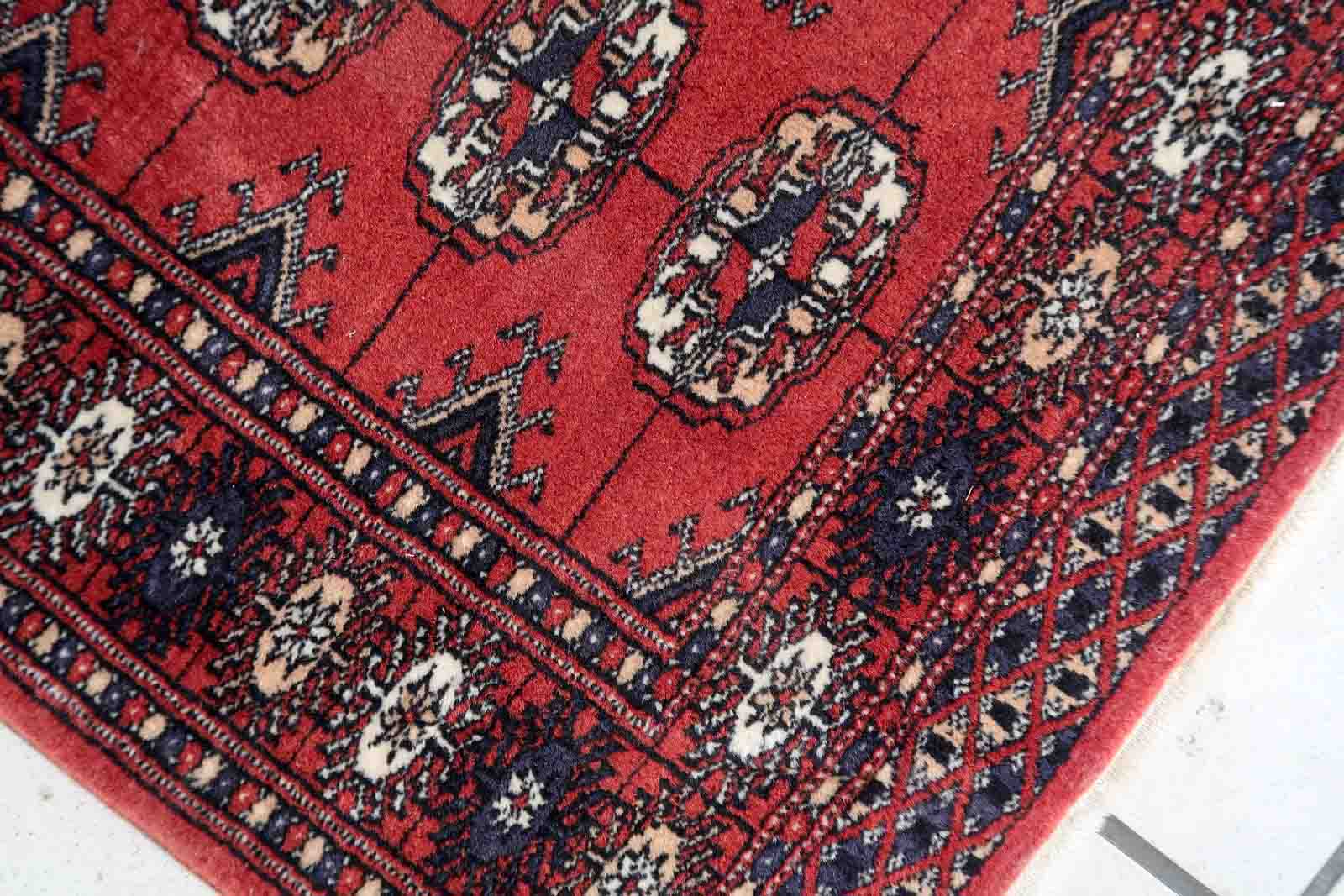 Handmade vintage rug Uzbek Bukhara 81cm x 119cm 1970s