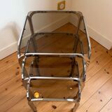 Set of 3 Roche Bobois nesting tables in smoked glass