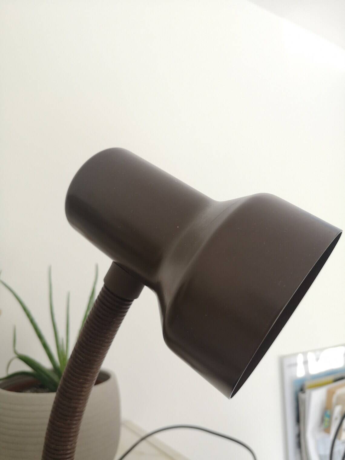 Vintage Brown Metal Desk Lamp Mid-Century Modern Flexible Table Light