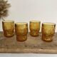 4 vintage amber glasses