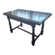 1960s Italian wooden table with a glass top.