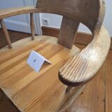 Pair of old pine armchairs