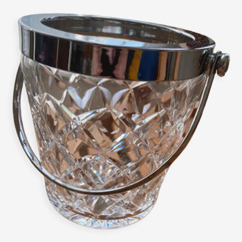Vintage ice bucket 60s glass & crystal chiseled