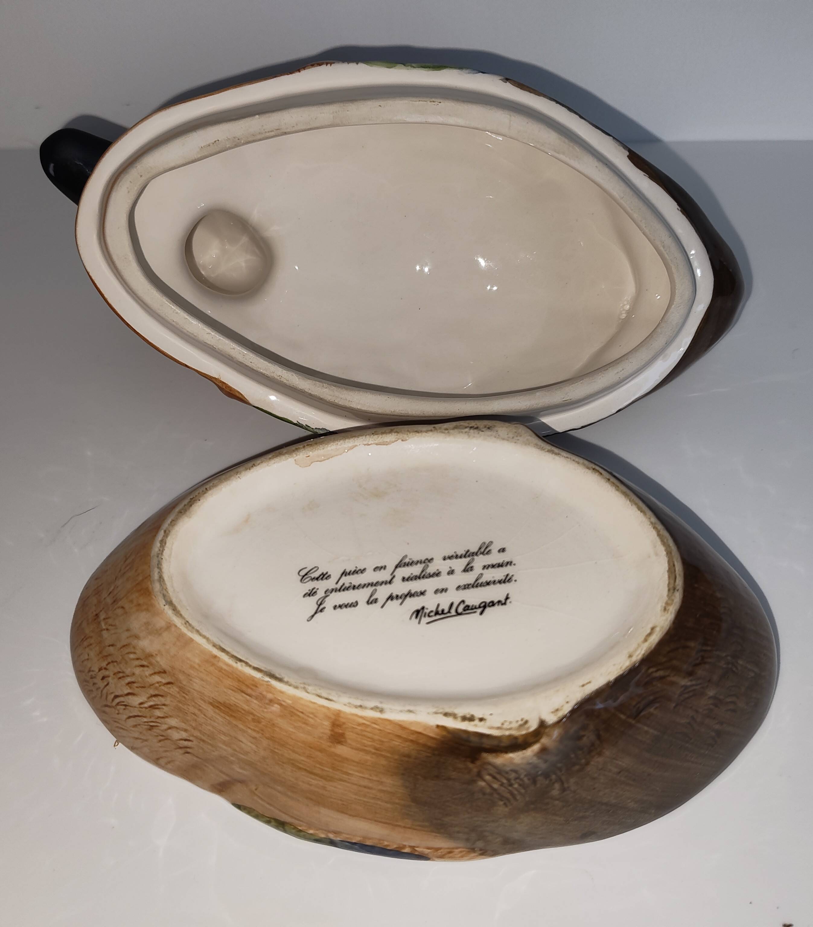 Duck Teal Terrine in Faience – Michel Caugant – Vintage