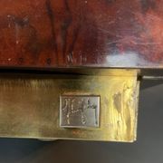 Bedside of Jean-Claude Mahey in elm magnifying glass and brass circa 1970