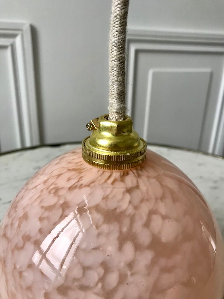 Suspension glass ball of Clichy pink 20s